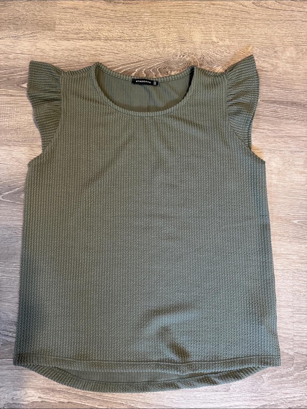 Staccato Olive Green Flutter Sleeve Knit Top